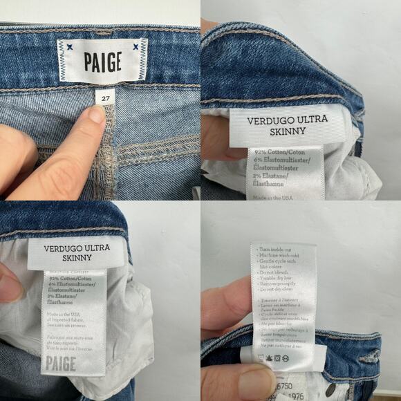 Paige Verdugo Ultra Skinny Jeans Blue Nico Mid Rise Ankle Denim Classic Size 27 - Picture 9 of 10